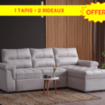 Canapé d'angle Kansas + 1 Tapis + 1 Rideau OFFERT