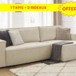 Canapé d'angle Paris + 1 Tapis + 1 Rideau OFFERT